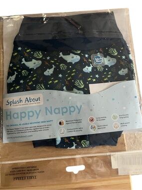 Splash About Happy Nappy Reusable Swim Diaper – Navy Shark Print – XL (1–2 Years